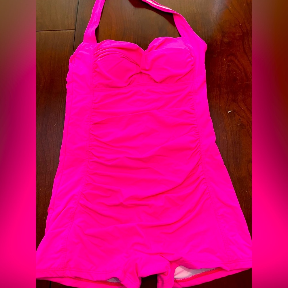 Tempt Me Women Hot Pink Tummy Control One Piece Swimsuits with Boyleg Shorts - Picture 8 of 10